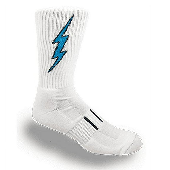 MOXY Socks White Mid-Calf Crew Lightning Electric Insane Bolt Socks
