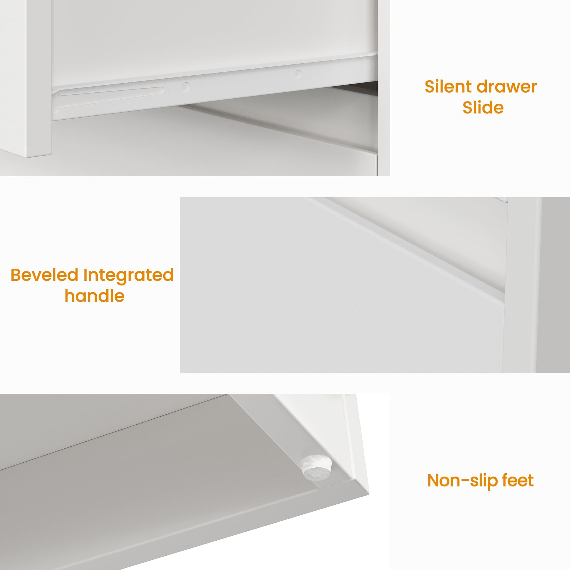 May in Color Tall White 3 Drawer Nightstand for Bedroom, Large End Table Bedside Table, Home Office
