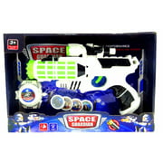 Futuristic 12" Light-up Mega Space Blaster Phaser,Space Gun with Space Watch and Disks