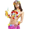thumbnail image 6 of 8 Pieces 23.6 Inch Hawaiian Hula Skirt Costume Set Necklace Garland Bracelet Bikini Top for Women Tropical Luau Party Decoration, 6 of 7