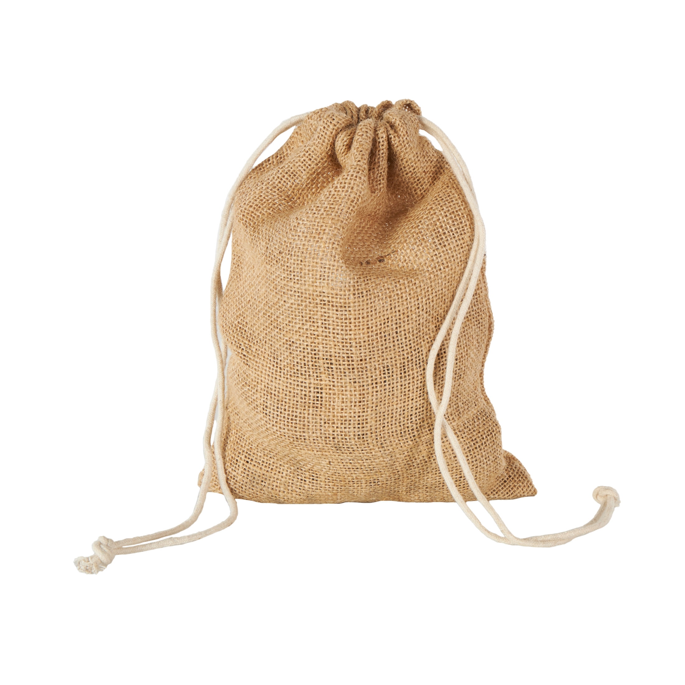 DecMode Tibetan Inspired Gold Metal Round Decorative Bells with Jute Rope and Canvas Tote, 36 Count