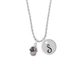 thumbnail image 2 of Delight Jewelry Silvertone Large Bullets Spacer Spinner Silvertone Script Initial Disc - S - Charm Necklace, 20"+3", 2 of 4