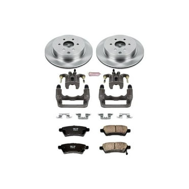 PowerStop Rear Stock Replacement Brake Pad and Rotor Kit with Calipers Fits: NISSAN Select Models KCOE147