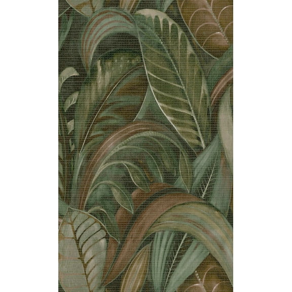 Emerald Palm Leaf Textured Wallpaper R8418