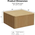 thumbnail image 2 of Fluted Square Coffee Table with Storage-Large Wood Center Table with Solid Wood Veneer Top, Mid Century Modern Low Coffee Table for Living Room, Natural, 2 of 14