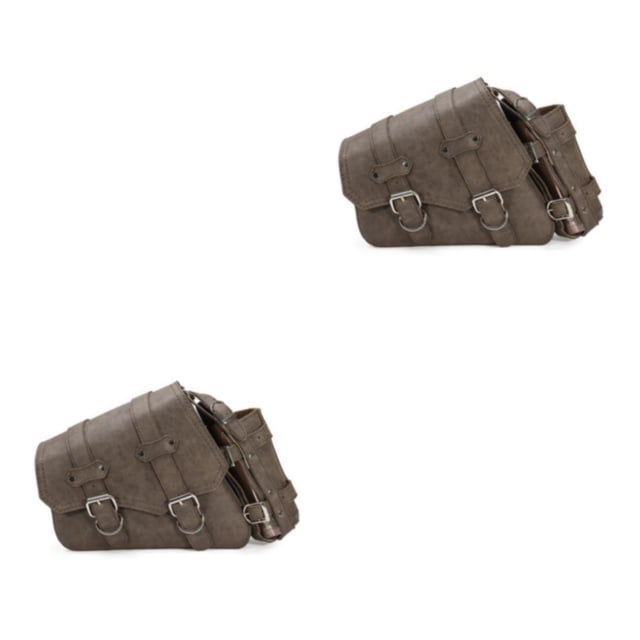 Riwesomey Alforja de moto ajustable antioxidante Color sólido a prueba de sol decorativa Triangular Universal Vintage bolsa de sillín Marrón gris Tipo 1 2piezas