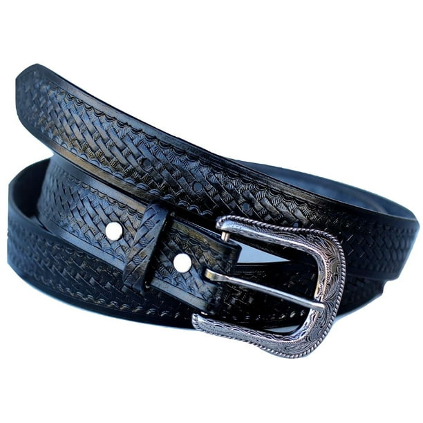 Pro Rider BLACK HANDMADE BASKET WEAVE TOOL WESTERN LEATHER MENS BELT