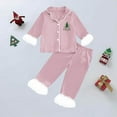 thumbnail image 2 of Kids Girls Christmas Pajamas Santa Pajamas Silk Pajamas Button-Down Top with Pants 2 Piece Outfits for The Holidays Kids Cute Pjs for Girls 10-11 Years, 2 of 3
