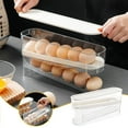 thumbnail image 1 of Aodebiao Kitchen Egg Storage Carton Refrigerator Side Door Organizer，Auto-Rolling Egg Dispenser Tray, Space-Saving Fridge Rack for Fresh Eggs,Fridge organizer,egg container,egg keeper, 1 of 8