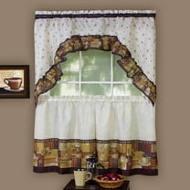 Coffee Bistro Kitchen Curtain Tier and Swag Set - 36 in. Long