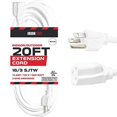 thumbnail image 2 of 20 Ft White Extension Cord - 16/3 Durable Electrical Cable, 2 of 10