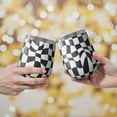 thumbnail image 2 of 12oz Stemless Wine Tumblers Black and White Wavy Checkerboard Pattern Vacuum Insulated Stainless Steel Travel Tumbler Cups Mug with Lid and Straw for Champaign,Cocktail,Beer with Cleaning Brush, 2 of 5