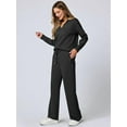 thumbnail image 3 of Women 2 Piece Outfits 2025 Fall Fashion Wide Leg Pants Lounge Set Leisure Travel Vacation Sweatsuits Black XXXL, 3 of 7