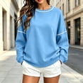 thumbnail image 4 of ClodeEU Women's Crew Neck Long Sleeve Sweatshirt with Contrast Stitching ,Casual Loose Pullover Top ,Women's S-XXL, 4 of 9