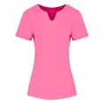 thumbnail image 7 of Dagugfen Crop Tops for Women Notch V Neck Short Sleeve Tshirts with Built in Bra Solid Color, 7 of 7