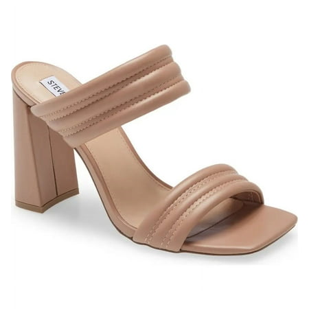 Steve Madden Tahani Nude Trapunto Strap Square Toe Dress Mules Slide Sandal