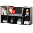 thumbnail image 2 of Modern Multi-Purpose Bookshelf with Storage Space and Gray Cushioned Reading Nook, 2 of 9