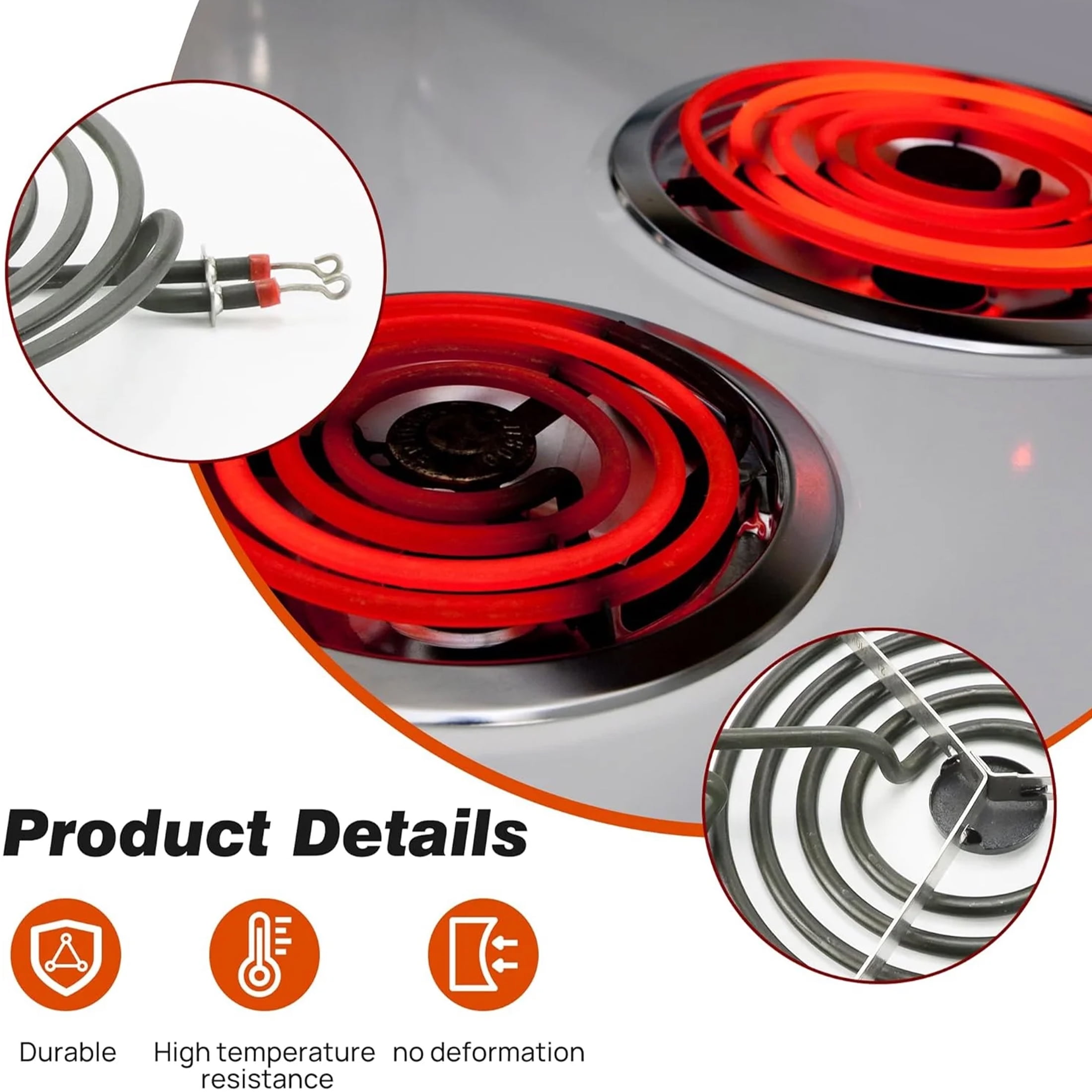 MP22YA Electric Range Burner Element Set & W10290350 W10290353 4 Pack Silver Drip Pans for Whirlpool Electric Range Stove (2 Pcs MP15YA 6" & 2 Pcs MP21YA 8")