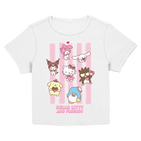 Juniors Hello Kitty Stripes and Friends T Shirt