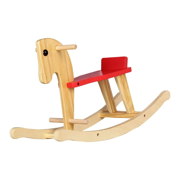 Wooden Rocking Horse, Improve Coordination Fine Polishing Baby Ride On Horse Toy Balance Development Easy Assemble for Indoors