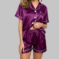 thumbnail image 2 of Diufon Womens Pajamas Sets Lapel Button Short Sleeve Tops with Pockets Elastic Waist Shorts Sets, 2 of 4