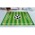 thumbnail image 2 of Furnish My Place Indoor Area Rug for kids - 6 ft. 7 in. x 9 ft. 2 in., Green, Strips Soccer Rug with Jute Backing, 2 of 2