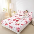 thumbnail image 4 of Erosebridal Red Pink Cherry Bow Bed Sheets for Girls, Watercolor Ribbon King Sheets, 4-Piece, 4 of 6