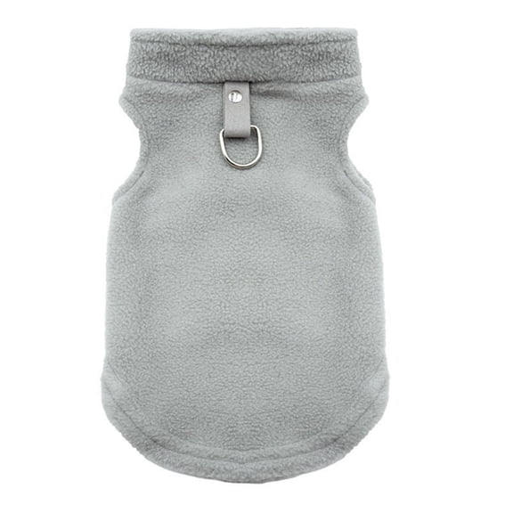 Pet Fleece Plaid Vest Gray L Size - Warm for Fall Winter, Soft Comfortable Fleece, Easy to Wear - For Medium-Sized Dogs, Indoor Daily Use, Outdoor Walking, Pet Photoshoots