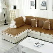 FFIY Sectional Couch Cover,Summer Sleeping Mat,Bamboo Sofa Cushion Non-Slip Fabric Summer Sofa Cushion Smooth Breathable Easy to Clean,Brown,80x150cm(31x59inch)