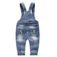 thumbnail image 2 of KIDSCOOL SPACE Baby Boy Girl Ripped Denim Cute Workwear Jean Overalls, 2-3 Years, 2 of 8