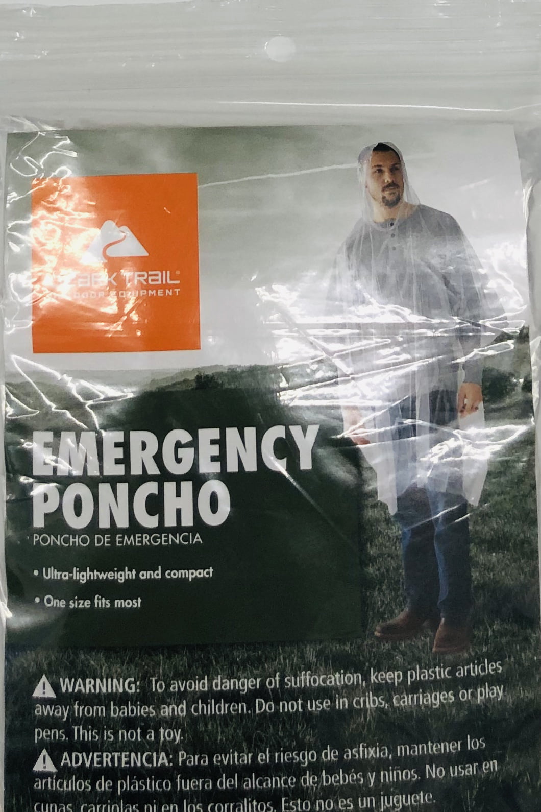 Ozark Trail Clear Hooded One Size Fits Most Emergency Poncho – BrickSeek