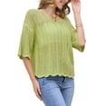 thumbnail image 4 of INSPIRE CHIC Women's Short Sleeve Crew Neck Hollow Out Summer Crochet Tops XL Mustard Green, 4 of 6