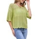 thumbnail image 4 of INSPIRAR CHIC Blusas de Verano de Manga Corta con Cuello Redondo y Diseño Calado para Mujeres L Verde Mostaza, 4 of 6