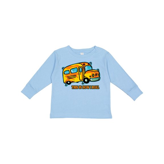 Inktastic How I Roll School Bus Boys or Girls Long Sleeve Toddler T-Shirt
