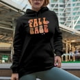 thumbnail image 2 of Fall Babe, Groovy Wavy Text Art, Autumn Merch Gift, Black Hooded Sweatshirt or Hoodie, Small, 2 of 5