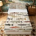 thumbnail image 2 of Erosebridal Antique Freshwater Fish Grid Zipper Twin Comforter Sets with Fitted Sheet and 2 Pillowcases,Vintage Wildlife Zipper Bedding Set,Beige Brown,4-Piece,Reversible, 2 of 5