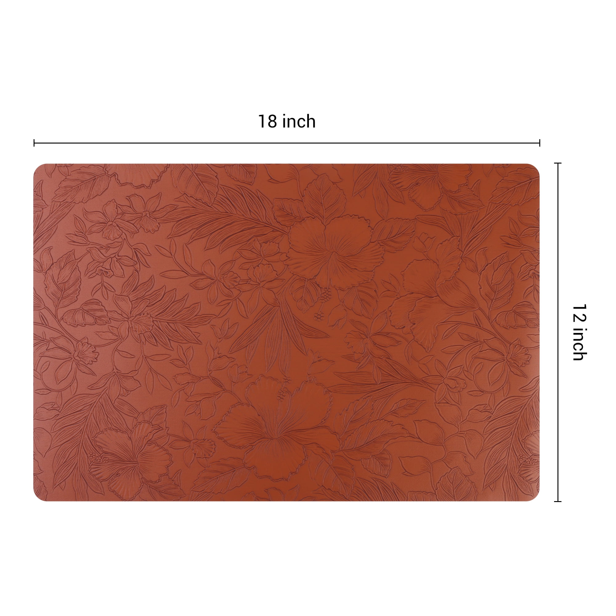Unique Bargains Set of 6 Faux Leather Placemats for Kitchen Dining Table Decor Brown