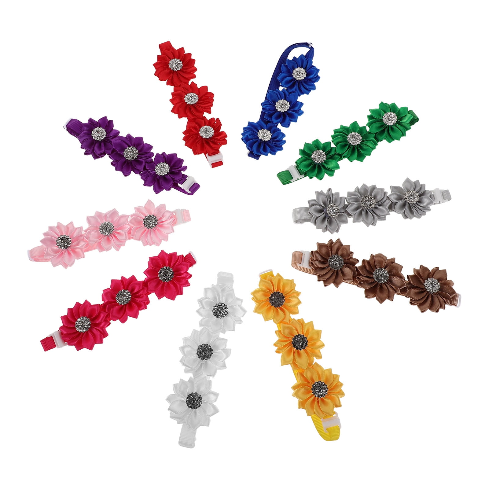 FENGGUIQU 10Pcs Quick Release Flower Dog Bow Tie Collars Adjustable Fit for Dogs Cats Perfect for Party Or Wedding