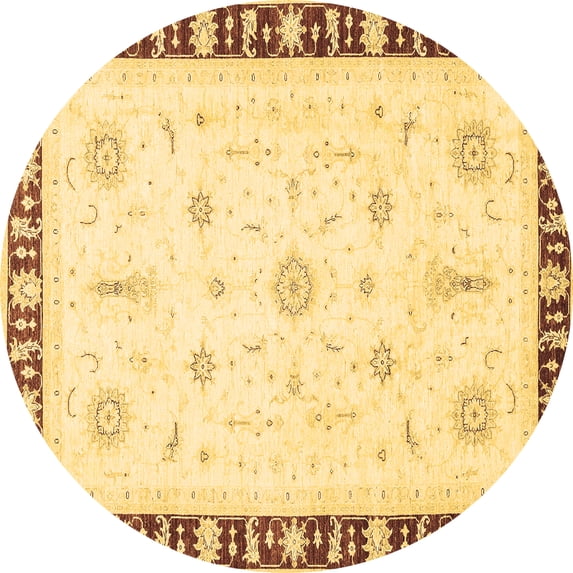Ahgly Company Indoor Round Abstract Brown Modern Area Rugs, 8' Round