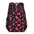 thumbnail image 2 of Black Pink Butterfly Pattern Cute School Backpack Bag with Padded Back and Adjustable Shoulder Straps 16.9 X 12.6 X 5.9 Inches, 2 of 5