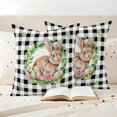 thumbnail image 3 of Easter Rabbit Pillow Covers 2 Pack Spring Green Leaf Plant Colorful Easter Eggs Black Buffalo Plaid Pillowcase Waterproof Outdoor Throw Pillow Cover for Patio Garden Square Cushion 18”x18”, 3 of 9