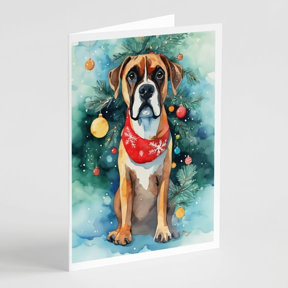 Boxer Christmas Greeting Cards Pack of 8 7 in x 5 in