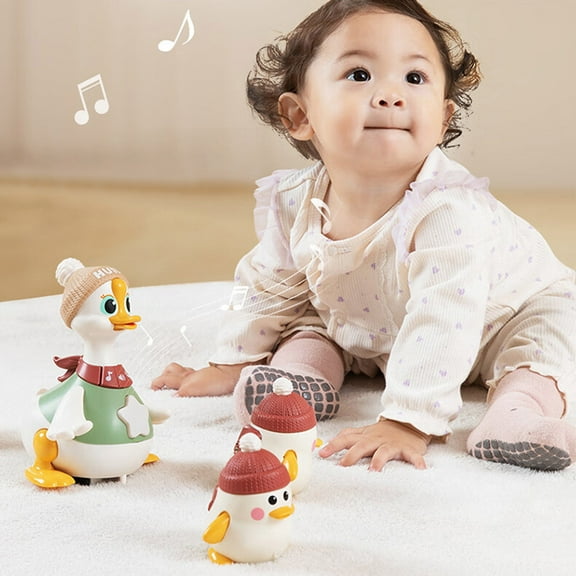 Cyber&Monday Deals WIZUTIZ Stocking Stuffers for Kids Walking Ducks with Music Mother Duck&little Duck Toys Help Walk Toys for Baby 12-18 Months Mini Battery Duck for Todddler Gifts 8.4x8 Inch