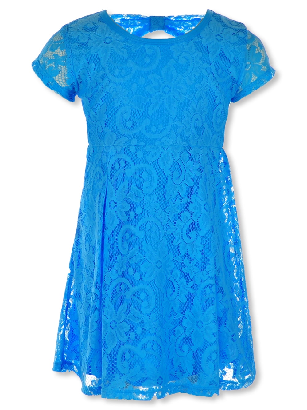 RMLA Girls' Laser Cut Lace Dress blue, 4 (Little Girls)