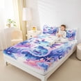 thumbnail image 4 of Feelyou Watercolor Axolotl Kid Bed Sheets, Blue Ocean Coral King Sheets, 4 Pieces, 4 of 7