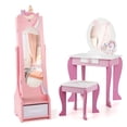 thumbnail image 1 of Costway Kids Vanity Set Princess Makeup Dressing Table & Chair Set with Kids Jewelry Armoire Pink, 1 of 9