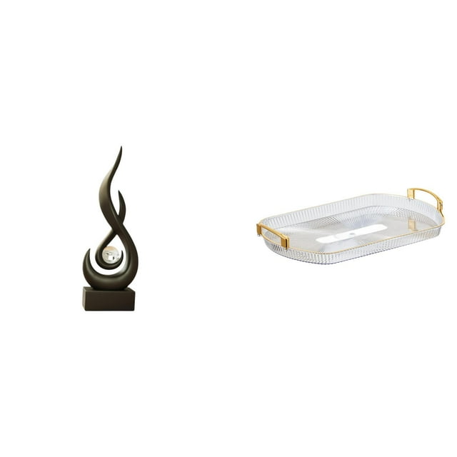 Bandeja Con Escultura Abstracta De Llamas En Resina, Adorno De Arte Moderno Para Sala De Estar, Armario, Almacenamiento De Joyas, Organizador Rectangular Nórdico Para Decoración Del Hogar