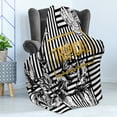 thumbnail image 4 of Flower Soft Flannel Fleece Blanket, Exotic Petals with Tropic Butterfly over Minimalist Striped Background, Cozy Plush for Indoor and Outdoor Use, 50" x 70", Black White Pale Coffee, by Ambesonne, 4 of 5