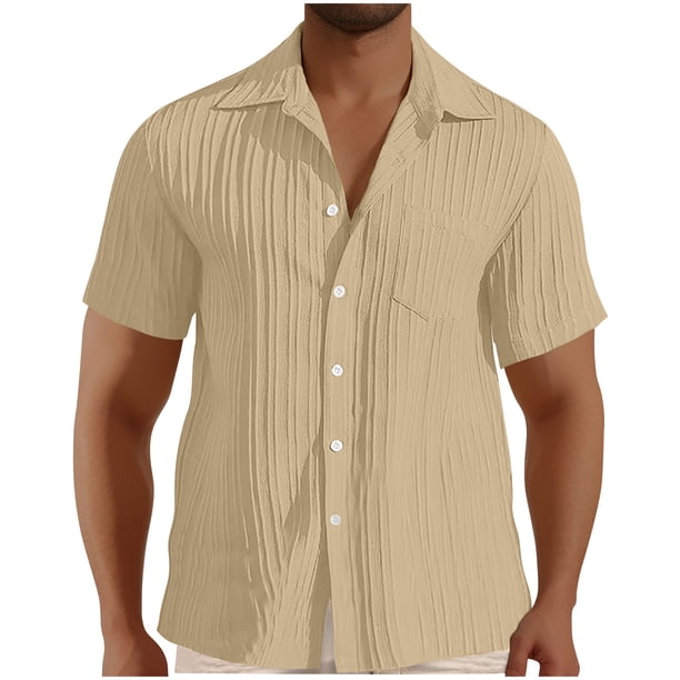 pstuiky Camisas de vestir de manga corta para hombre, Camisa deportiva de color liso para hombre con solapa, manga corta, top/camisa con solapa camisas casuales para hombre xl