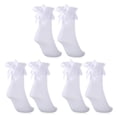 thumbnail image 1 of relayinert White Lightweight Women Lace Socks With Bow For Chic Look Stretchy Opaque Ruffle Lace Socks 3Set, 1 of 6